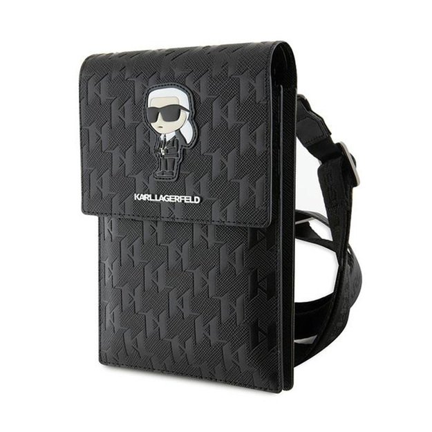 Karl Lagerfeld Saffiano Monogram Ikonik - Phone crossbody bag (black)