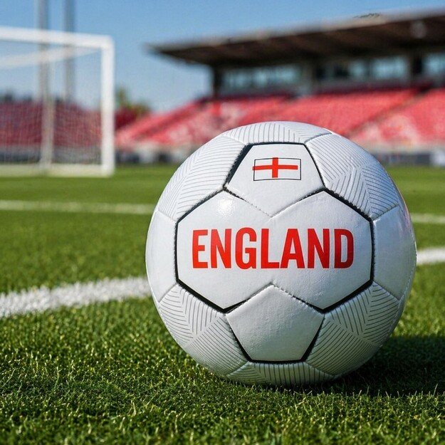 England Training Football 32 Panels Size 5 (White/Red)