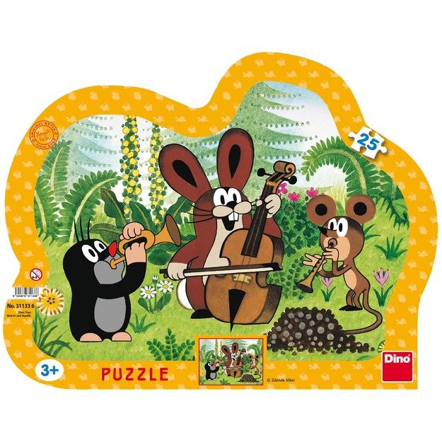 Dino Silhouette  Frame Puzzle 25 Pieces: The Little Mole and The Band