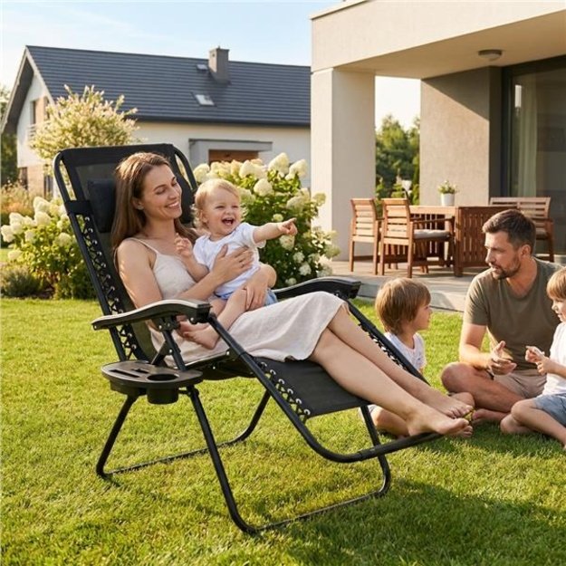 Baby Mix Black Folding Garden Lounger