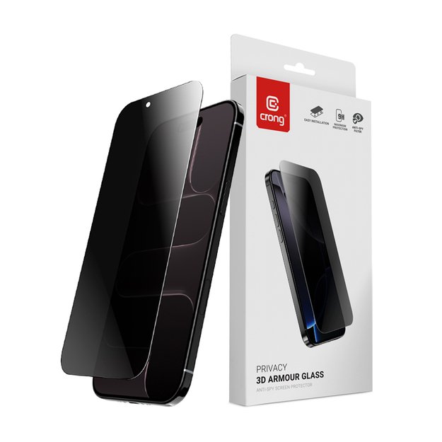 „Crong Privacy 3D Armour Glass“ – grūdintas stiklas, skirtas „iPhone Air“ privatumui 1