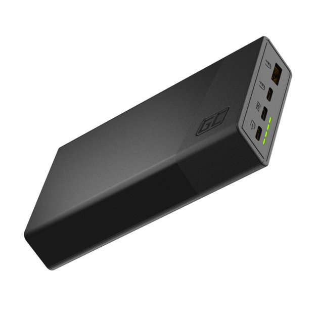 Green Cell PowerPlay20s – Power Bank 20000 mAh su USB-A QuickCharge 3.0 ir 2x USB-C maitinimo tiekimu 22,5 W (juodas)