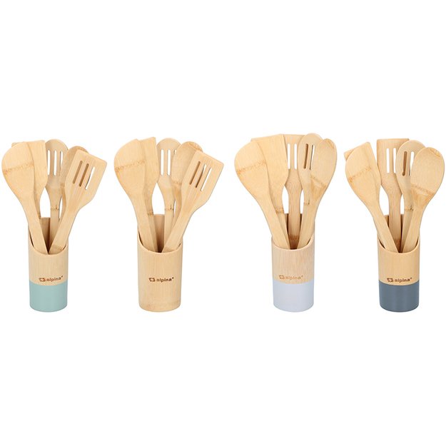Alpina - Bamboo virtuvės reikmenų rinkinys 5 vnt. su konteineriu (jūrinis) 3