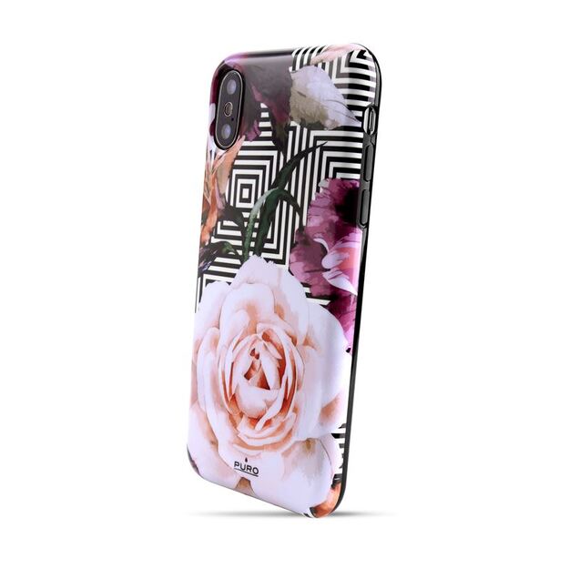 PURO Glam Geo Flowers – dėklas, skirtas iPhone Xs / X (Pink Peonies)