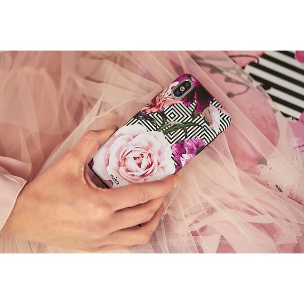 PURO Glam Geo Flowers – dėklas, skirtas iPhone Xs / X (Pink Peonies)