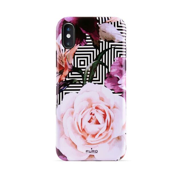 PURO Glam Geo Flowers – dėklas, skirtas iPhone Xs / X (Pink Peonies) 1