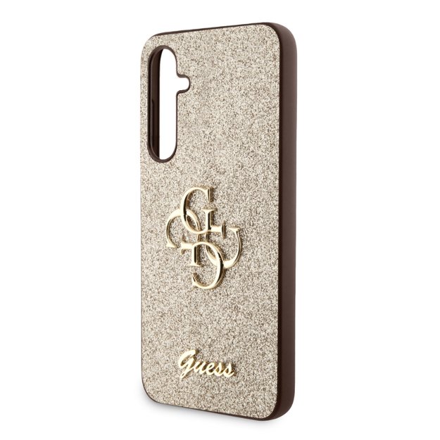 Guess Glitter Script Big 4G – Samsung Galaxy S23 FE dėklas (auksinis)