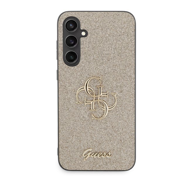 Guess Glitter Script Big 4G – Samsung Galaxy S23 FE dėklas (auksinis)