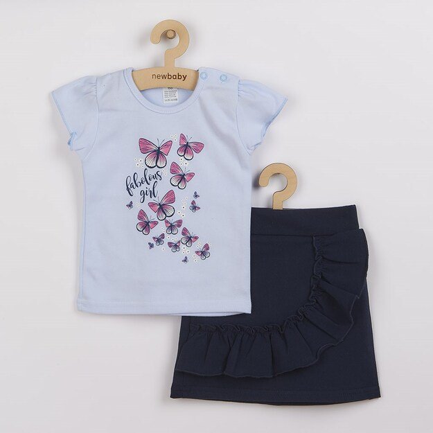 Kūdikių marškinėliai su sijonu New Baby Butterflies mėlyni, 80 (9-12m), 80 (9-12m) dydis