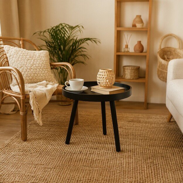 Arti Casa - Apvalus kavos staliukas svetainei 40x36 cm (juodas) 4