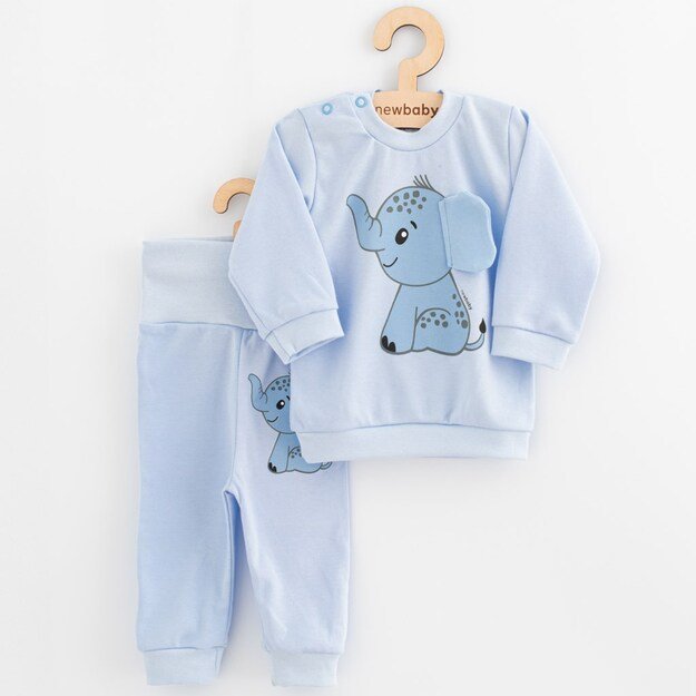 Kūdikių rinkinys marškinėliai ir sportinės kelnės New Baby Happy Elephant mėlyna, 80 (9-12m)