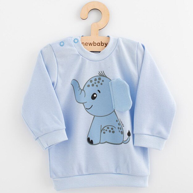 Kūdikių rinkinys marškinėliai ir sportinės kelnės New Baby Happy Elephant mėlyna, 80 (9-12m)
