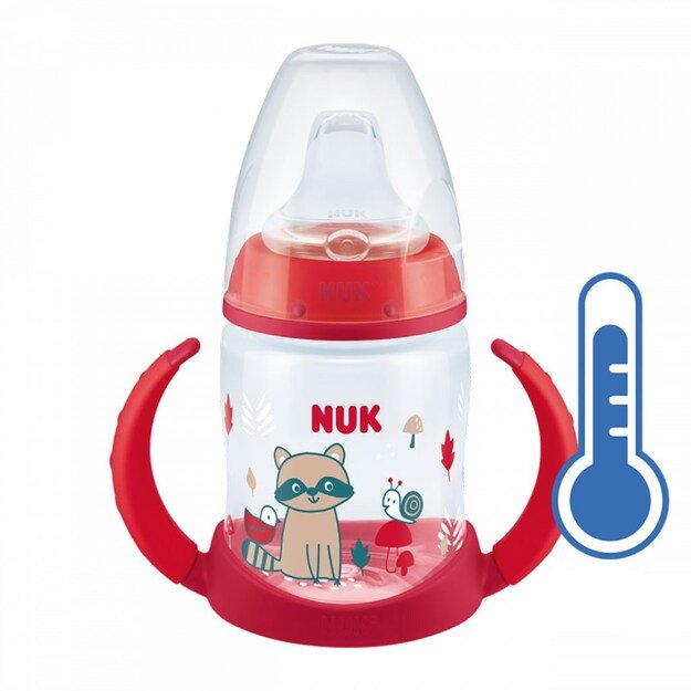 NUK kūdikio mokymosi buteliukas su temperatūros kontrole 150 ml raudonas