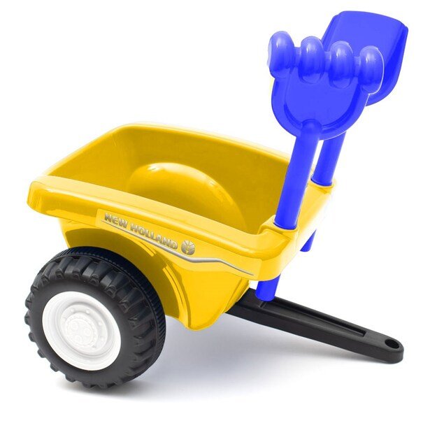 Baby Mix New Holland geltonas traktorius su traktoriumi ir įrankiais