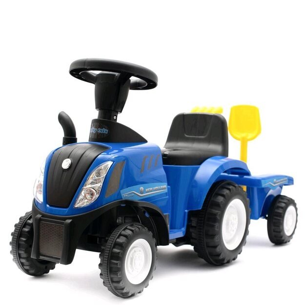 Baby Mix New Holland geltonas traktorius su traktoriumi ir įrankiais