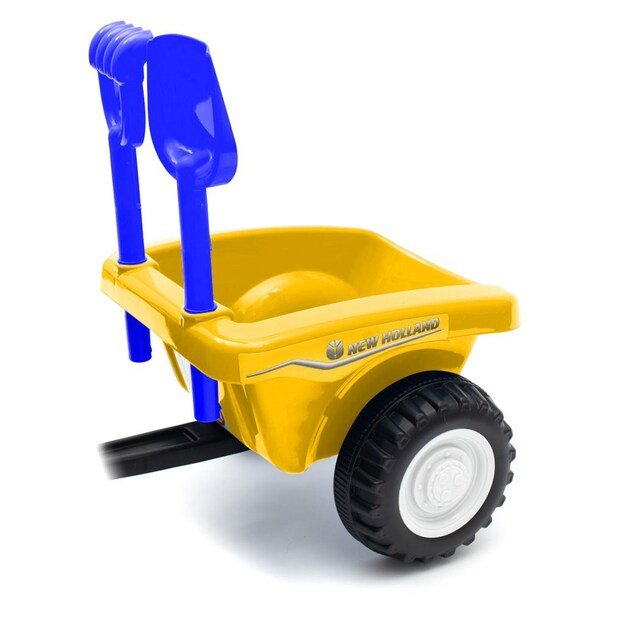 Baby Mix New Holland geltonas traktorius su traktoriumi ir įrankiais