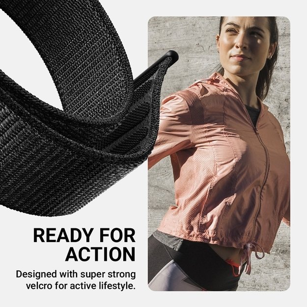 Crong Nylon – sportinė apyrankė, skirta Apple Watch 44/45/46/49 mm (nakties pilka) 11