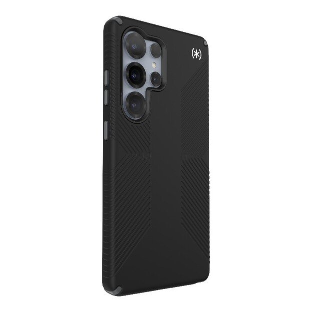Speck Presidio2 Grip – dėklas, skirtas Samsung Galaxy S25 Ultra (juodas / šiferio pilkas / baltas)