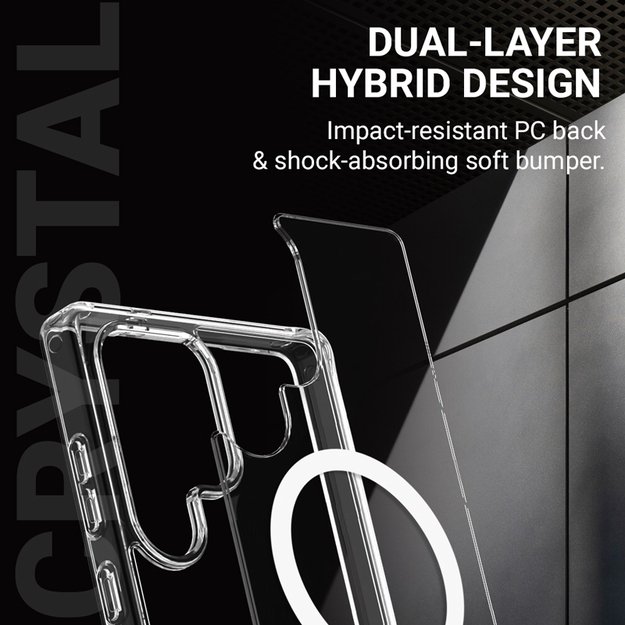 Crong Crystal Shield magnetinis dėklas, skirtas Samsung Galaxy S25 MagSafe (skaidrus) 3