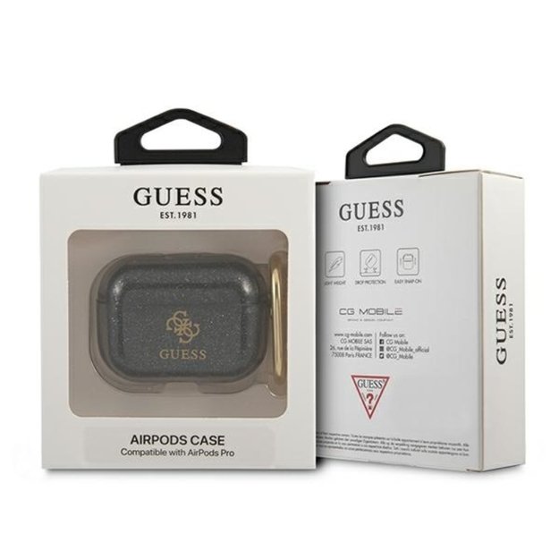 Guess Colored Glitter – Airpods Pro dėklas (juodas)