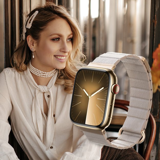 Crong Eclipse – odinis magnetinis dirželis, skirtas Apple Watch 38/40/41/42 mm (smėlio spalvos) 12