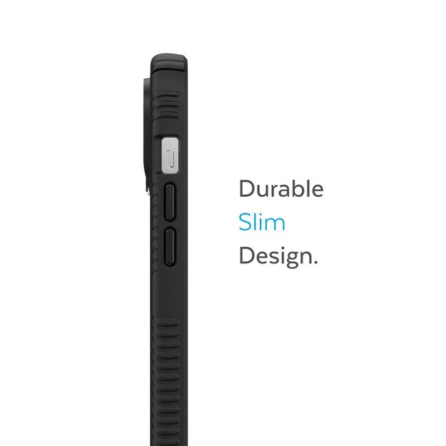 Speck Presidio2 Grip – iPhone 14 Pro dėklas su MICROBAN danga (juoda / juoda / balta)