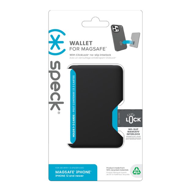 „Speck ClickLock“ piniginė skirta „MagSafe“ – „MagSafe“ magnetinė piniginė (juoda)