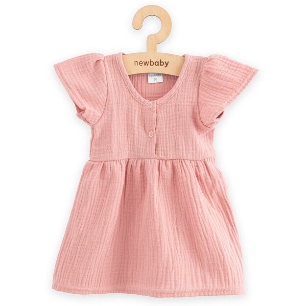 Kūdikių muslino suknelė New Baby rožinė, 80 (9-12m)