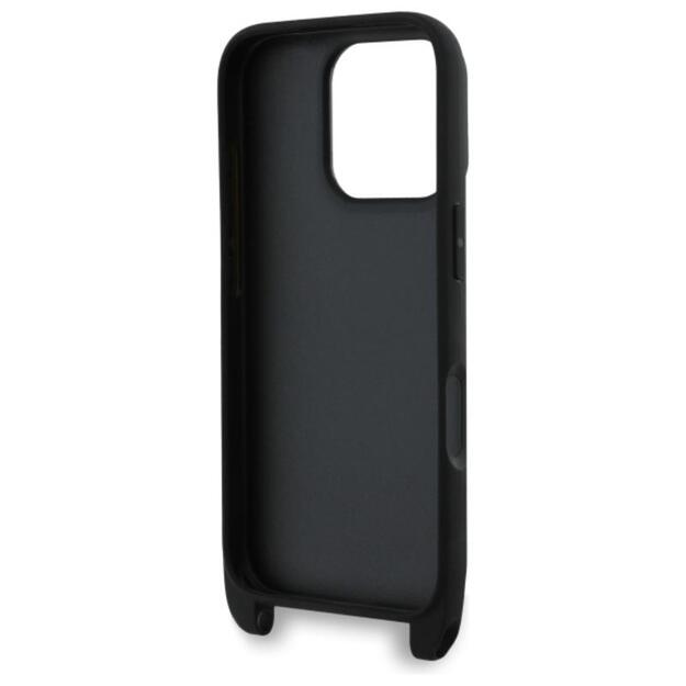 Karl Lagerfeld Saffiano Karl & Choupette Metal Pin CBDY dirželis – dėklas, skirtas iPhone 16 Pro Max (juodas)