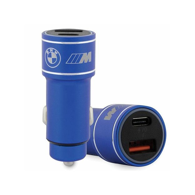 BMW M Edition – greito įkrovimo USB-C ir USB-A PD 18W + QC 3.0 18W automobilinis įkroviklis (mėlynas)