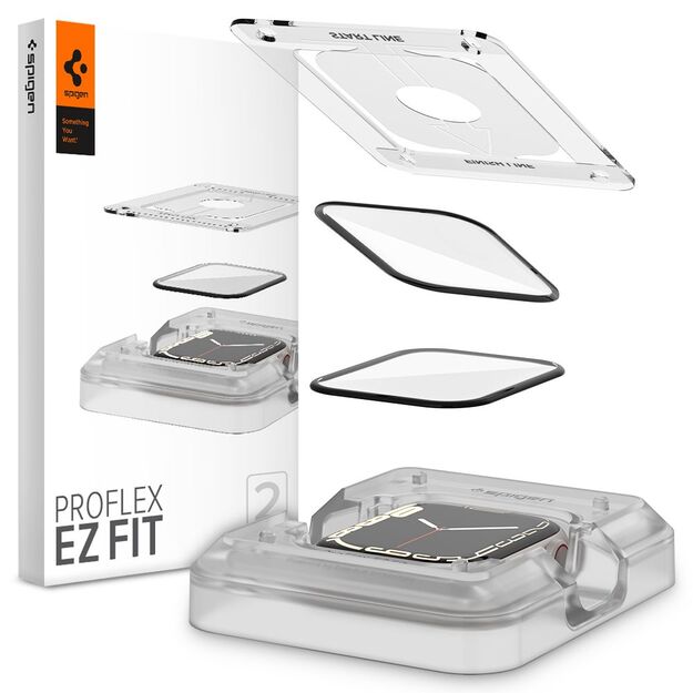 „Spigen Proflex EZ FIT“ 2 vnt. pakuotė – ekrano apsaugos, skirtos „Apple Watch 8 / 7“ (45 mm) (2 vnt.)