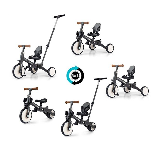 Milly Mally Optimus Max 5in1 tricycle with guide bar dark grey