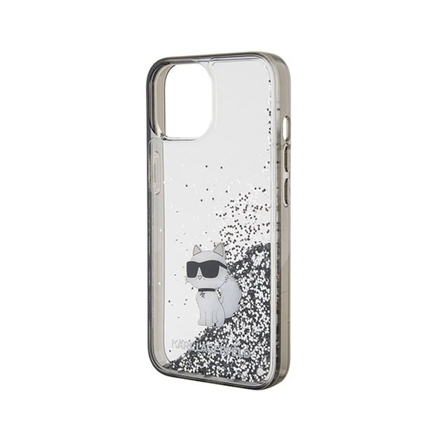 Karl Lagerfeld skystų blizgučių „Choupette“ dėklas – iPhone 15 dėklas (skaidrus)