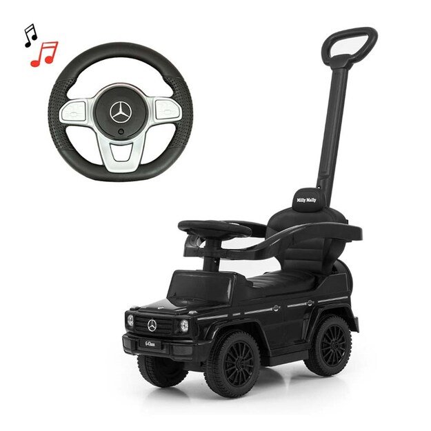 Paspirtukas su kreipiančiąja vairuoja MERCEDES G350d Milly Mally juodas