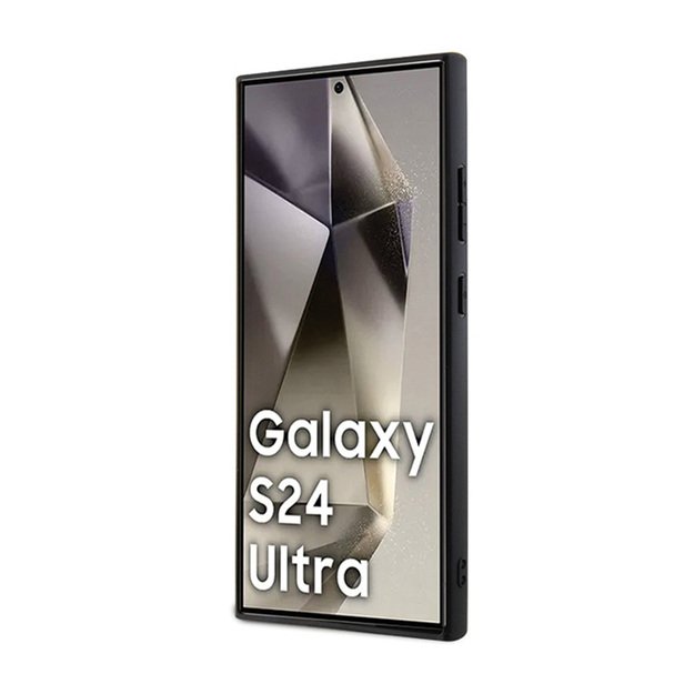 „Guess Grip Stand 4G“ trikampio formos Strass logotipo dėklas – Samsung Galaxy S24 Ultra (rudas)