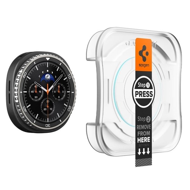 „Spigen GLAS.TR EZ FIT“ 2 grūdinto stiklo dėklas, skirtas „Samsung Galaxy Watch 8 Classic“ (46 mm) (2 vnt.) 5