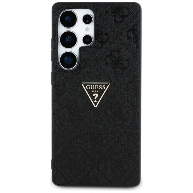 „Guess Hot Stamp 4G“ metalinis trikampio formos logotipo dėklas, skirtas „Samsung Galaxy S25 Ultra“ (juodas) 5