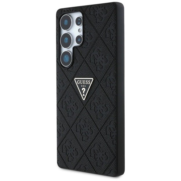 „Guess Hot Stamp 4G“ metalinis trikampio formos logotipo dėklas, skirtas „Samsung Galaxy S25 Ultra“ (juodas) 6