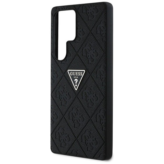 „Guess Hot Stamp 4G“ metalinis trikampio formos logotipo dėklas, skirtas „Samsung Galaxy S25 Ultra“ (juodas) 2