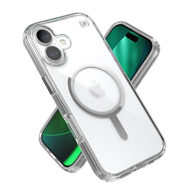 „Speck Presidio Perfect Clear MagSafe“ dėklas iPhone 17 (skaidrus / sidabrinis) 16