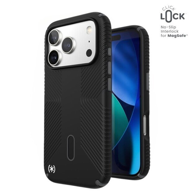 „Speck Presidio2 Grip ClickLock & MagSafe“ dėklas, skirtas „iPhone 17 Pro“ (juodas / pilkas / baltas) 12
