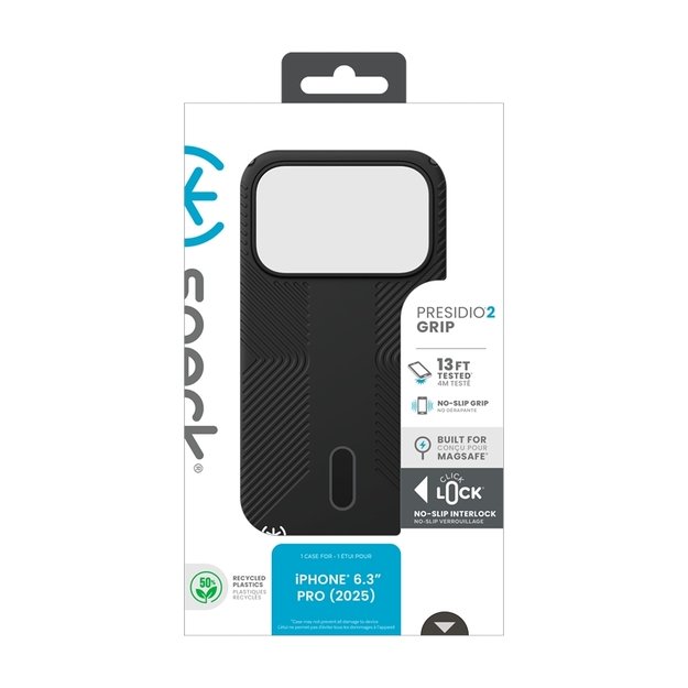 „Speck Presidio2 Grip ClickLock & MagSafe“ dėklas, skirtas „iPhone 17 Pro“ (juodas / pilkas / baltas) 22