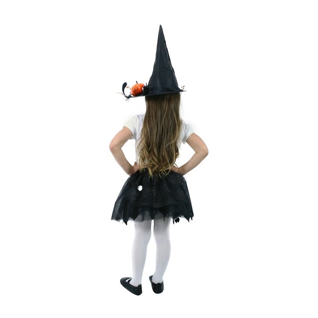 Children costume black witch tutu skirt with hat 6