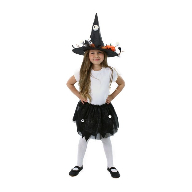 Children costume black witch tutu skirt with hat 1