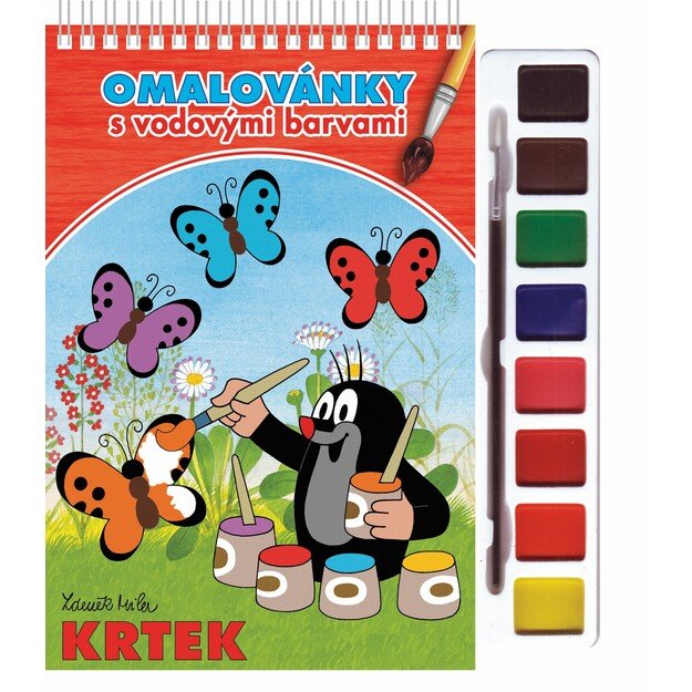 Coloring book with paints and brush Mole