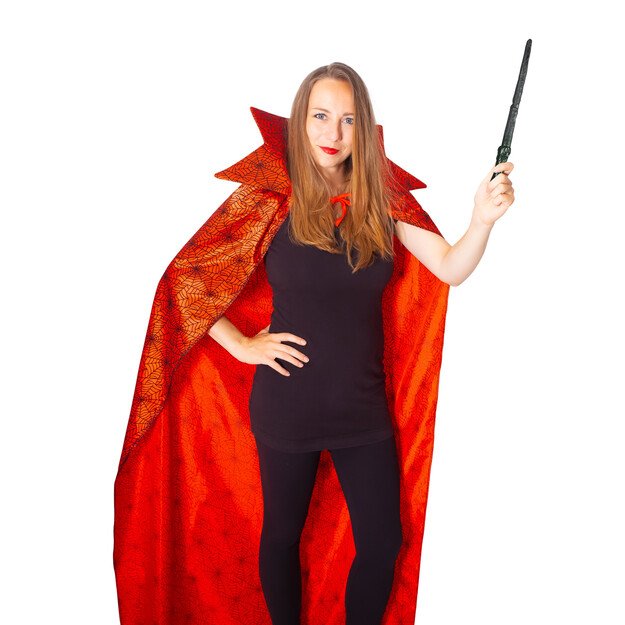Red witch cloak and hat for adults 3
