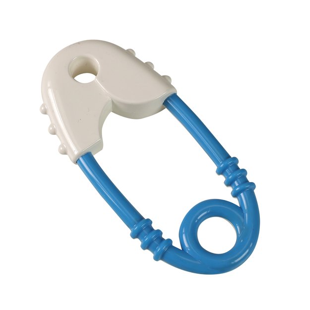 Safety pin rattle blue-white 3