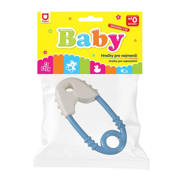 Safety pin rattle blue-white 2