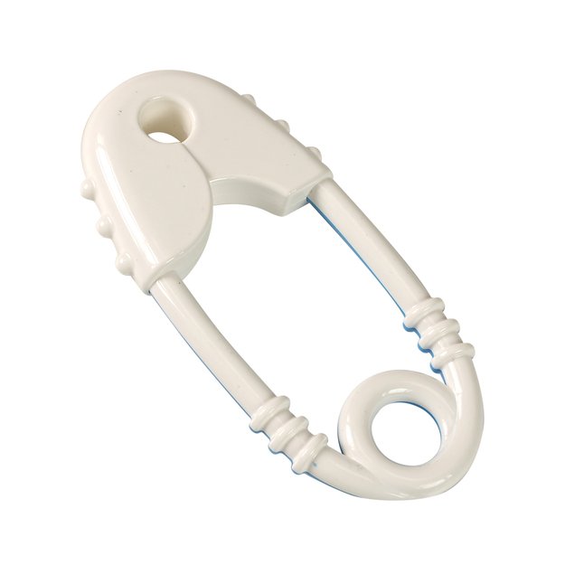 Safety pin rattle blue-white 1