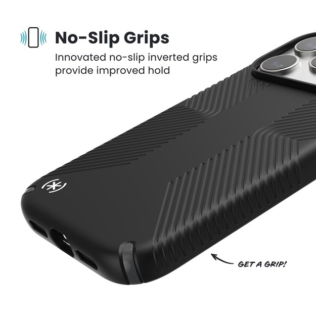 „Speck Presidio2 Grip MagSafe“ dėklas, skirtas „iPhone 17 Pro Max“ (juodas / pilkas / baltas) 9